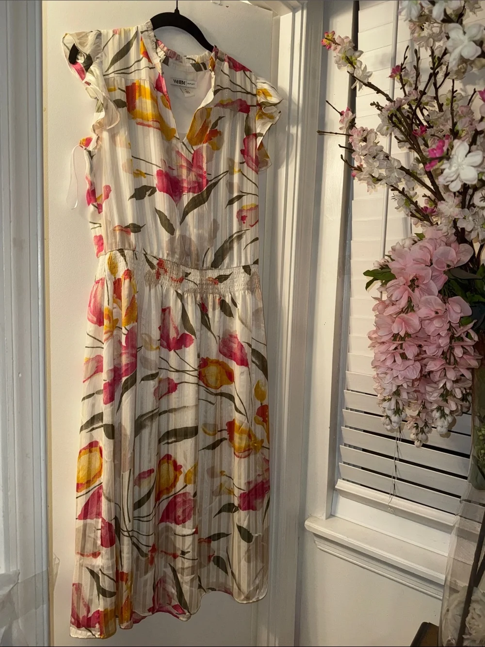 Wren Floral Maxi Dress in White, Pink & Yellow